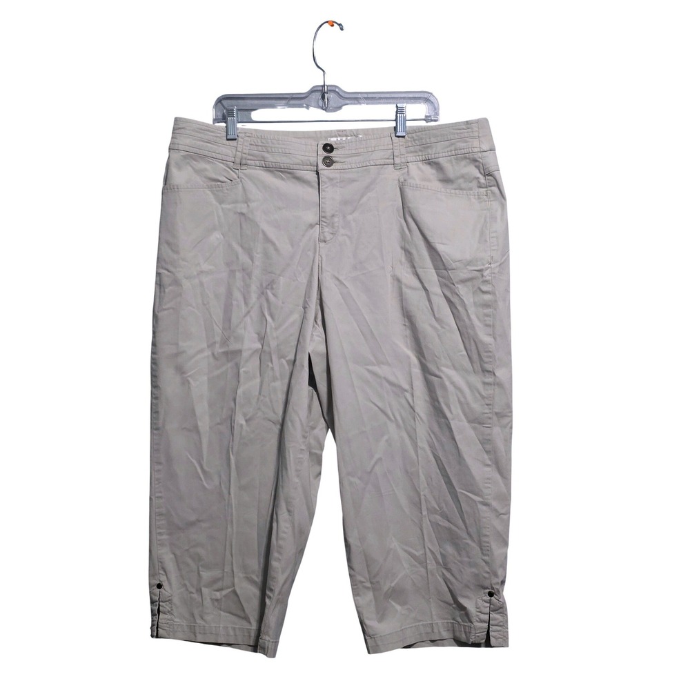 Dressbarn Womens‎ Beige Mid Rise Capri Cropped Pants Size 16